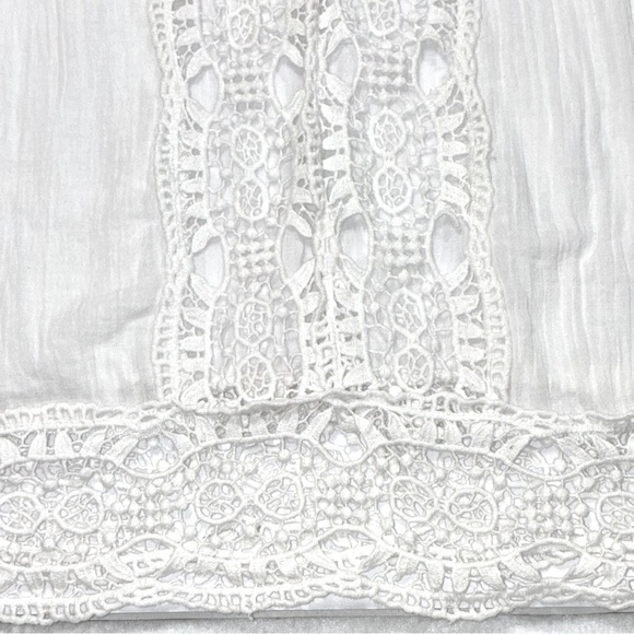 Sigrid Olsen Women’s Linen V-Neck Crochet Trim Swim Cover Up Large - Picture 5 of 7